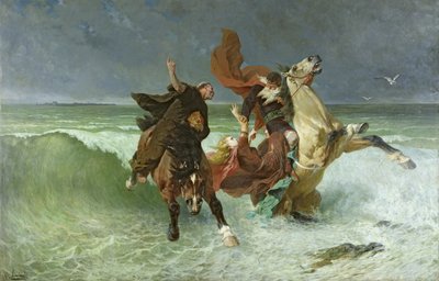 De Vlucht van Gradlon Mawr (330-434 AD) ca. 1884 door Evariste Vital Luminais